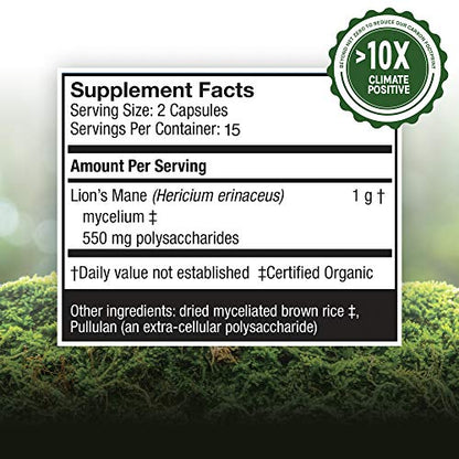 Host Defense, Lion's Mane Capsules, Promotes Mental Clarity, Focus and Memory