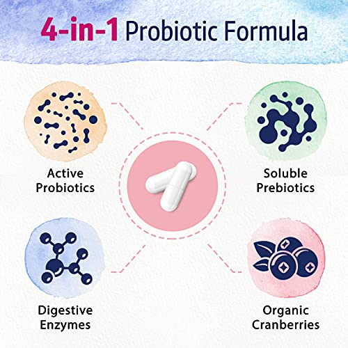 Bonawell Probiotics for Women 100B, with Organic Prebiotic, Cranberry for Feminine Health