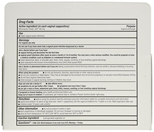 Miconazole 7 Day Vaginal Suppositories 100 mg - 7 ea