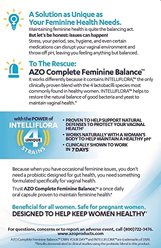 AZO Complete Feminine Balance Daily Probiotics for Women, Clinically Proven to Help Protect Vaginal Health AZO