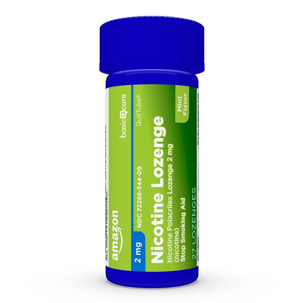 Amazon Basic Care Nicotine Polacrilex Lozenge, 2 mg (Nicotine), Mint Flavor Amazon Basic Care
