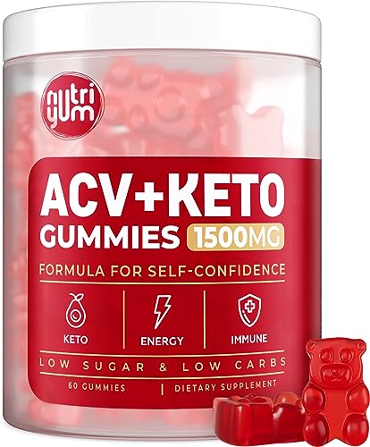 nutriyum ACV Keto Gummies 1500 mg - Low Carb Low Sugar Apple Cider Vinegar Gummies 