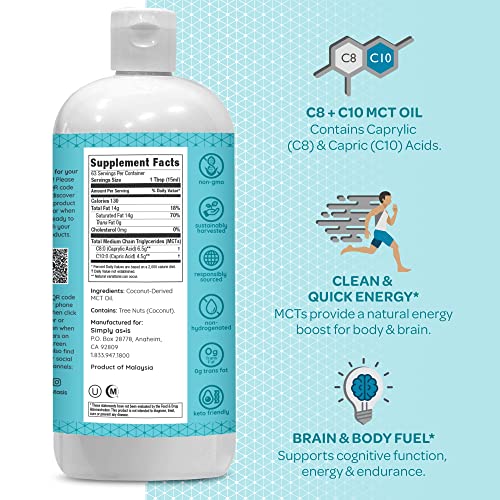 AS-IS Simply Premium MCT Oil C8 & C10 | Unflavored | 100% from Non-GMO Coconuts AS-IS