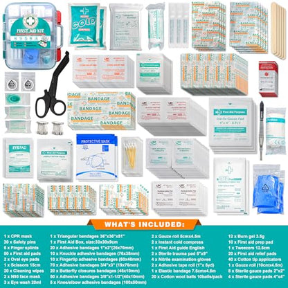 General Medi 420 Pieces Professional First Aid Kit - HardCase First Aid Box - Contains