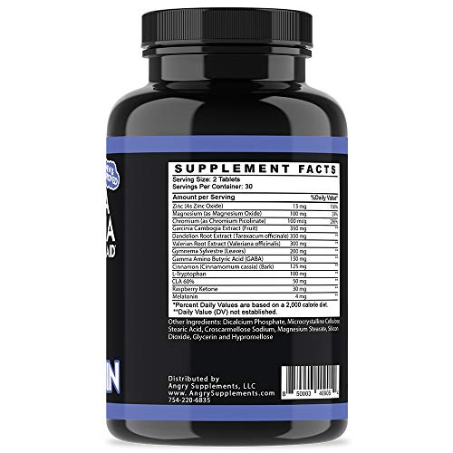 Garcinia Cambogia PM Weight Loss Sleep, All Natural Supplement w/Valerian Root & Melatonin Angry Supplements