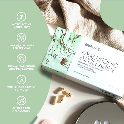 BioTechUSA Hyaluronic&Collagen, Food Supplement Capsules containing Collagen, hyaluronic Acid BioTechUSA