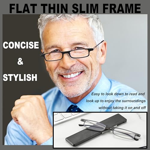 TOVEEN 2 Pack Compact Reading Glasses Anti Blue Light UV, Ultra-thin Slim TR90 Readers TOVEEN