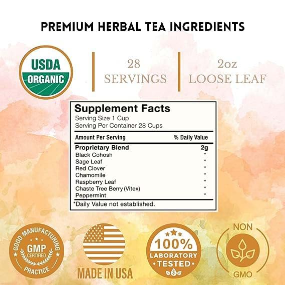 Menopause Tea for Cooling, Hormonal Balance, Relief from Hot Flashes, Night Sweats PCOS Herbal Tea