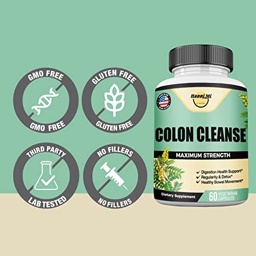 Happi Mi Nutrition Colon Cleanse, Colon Detox, All Natural Herbal Formula, Support Healthy