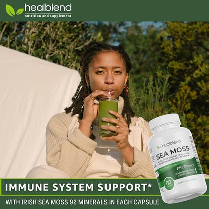healblend Organic Irish Moss, Bladderwrack, Burdock, & BioPerine - 1405mg with Black Pepper