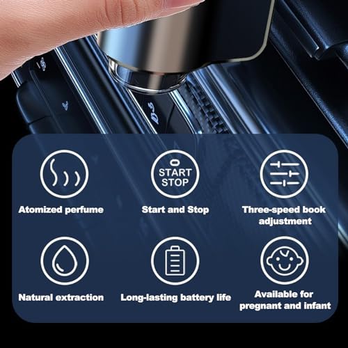 VEAREAR Smart Car Air Freshener Diffuser, Car Essential Oil Diffuser with 3 Adjustable Intensity Modes VEAREAR