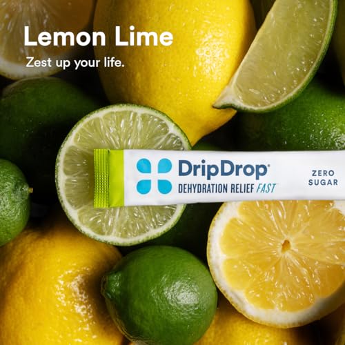 DripDrop Hydration - Zero Sugar Electrolyte Powder Packets Keto - Lemon Lime - 32 Count DripDrop