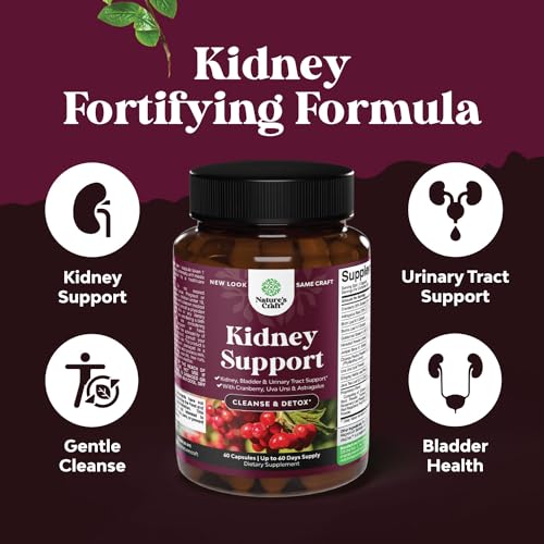 Kidney Support Cranberry Pills for Women and Men - High Strength Kidney Cleanse Detox