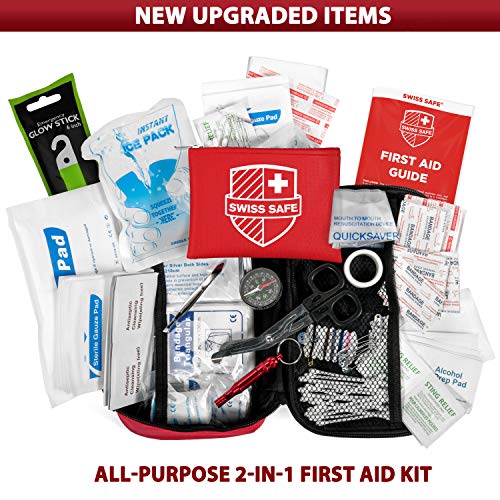 Swiss Safe 2-in-1 First Aid Kit (120 Piece) + Bonus 32-Piece Mini Kit Swiss Safe