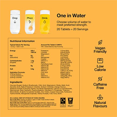 Phizz Electrolytes, Multivitamin & Hydration Tablets - 20 Effervescent Rehydration Electroly