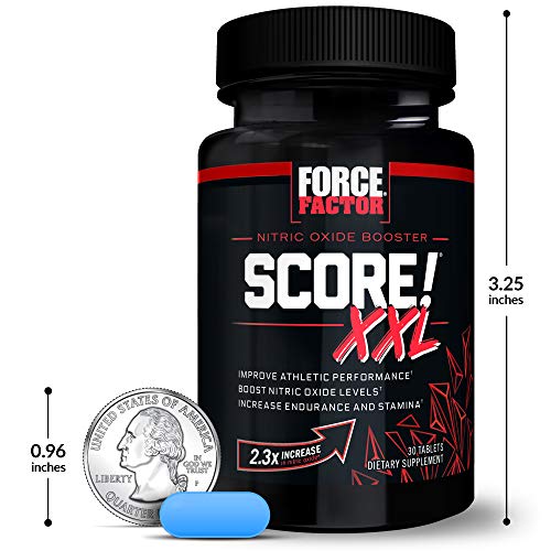 FORCE FACTOR Score! XXL, 3-Pack, Nitric Oxide Booster Supplement for Men with L