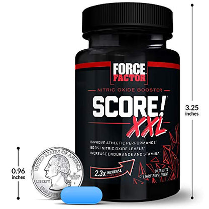 FORCE FACTOR Score! XXL, 3-Pack, Nitric Oxide Booster Supplement for Men with L