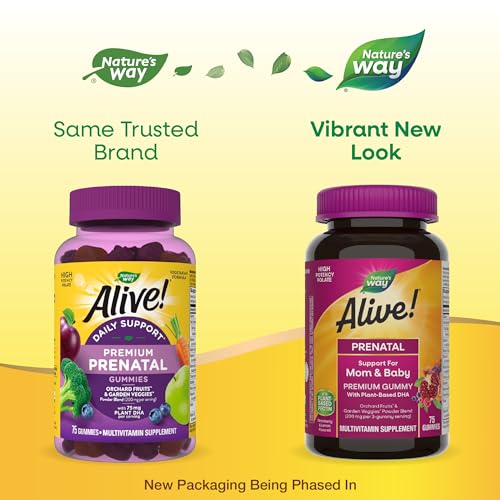 Nature's Way Alive! Complete Premium Prenatal Gummy Multivitamin, High Potency Folate Nature's Way