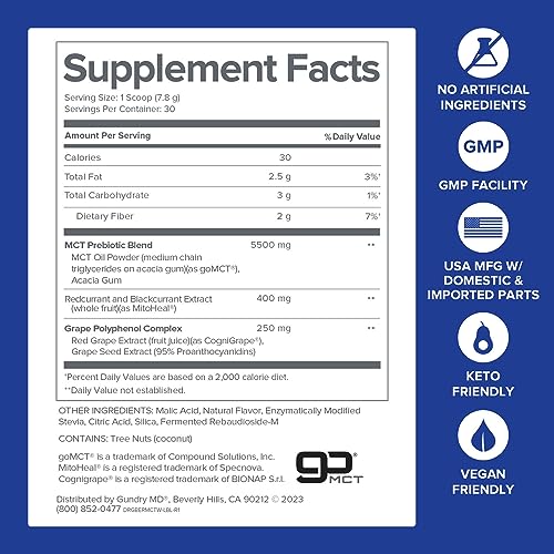 Gundry MD MCT Wellness Powder to Support Energy, Ketone Production and Brain Health