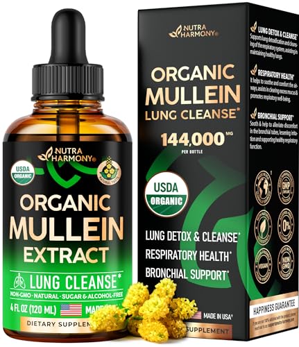 USDA Organic Mullein Drops for Lungs - Mullein Leaf Extract Supplement - Made in USA