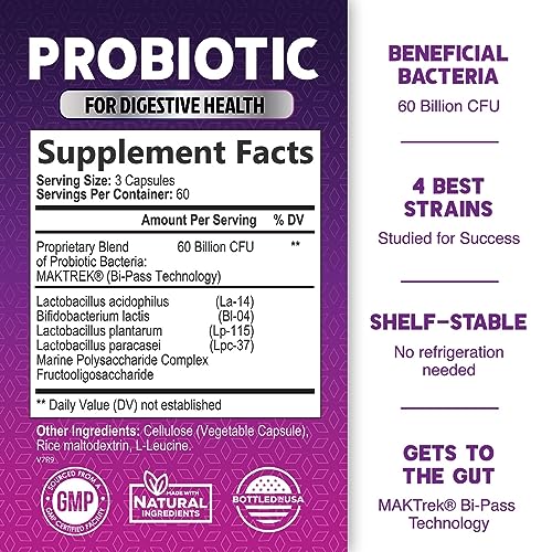 Probiotics, 60 Billion CFU per Serving, Probiotic with Prebiotics for Digestive & Immune Health Nature's Nutrition