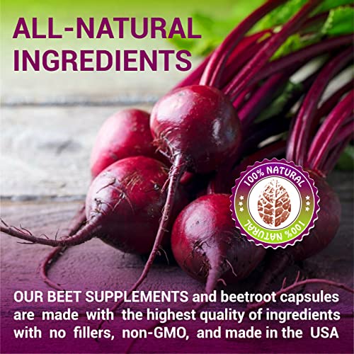 HERBALICIOUS Beet Root Capsules - Herbal Supplement for Athletic Performance, Natural Nitric Oxide Booster & Liver Support - Natural Energy Booster for Men & Women - 100 Caps