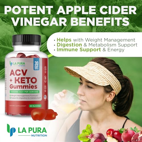 LaPura ACV 1000 mg + Keto Gummies for Weight Loss, 60 Gummies - 1000 mg Apple Cider