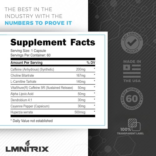 LMNITRIX Burnz ✮ Thermogenic Pills for Men & Women ✮ Energy Supplement ✮ 60 Capsules LMNITRIX
