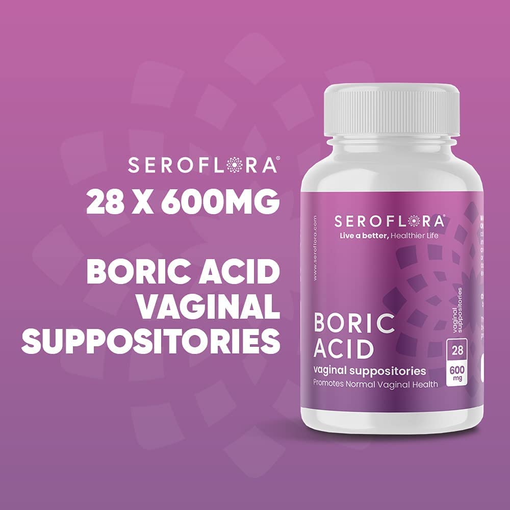 Seroflora Boric Acid Vaginal Suppositories 600 mg 28 Capsules - Boric Acid Pills for Women Seroflora