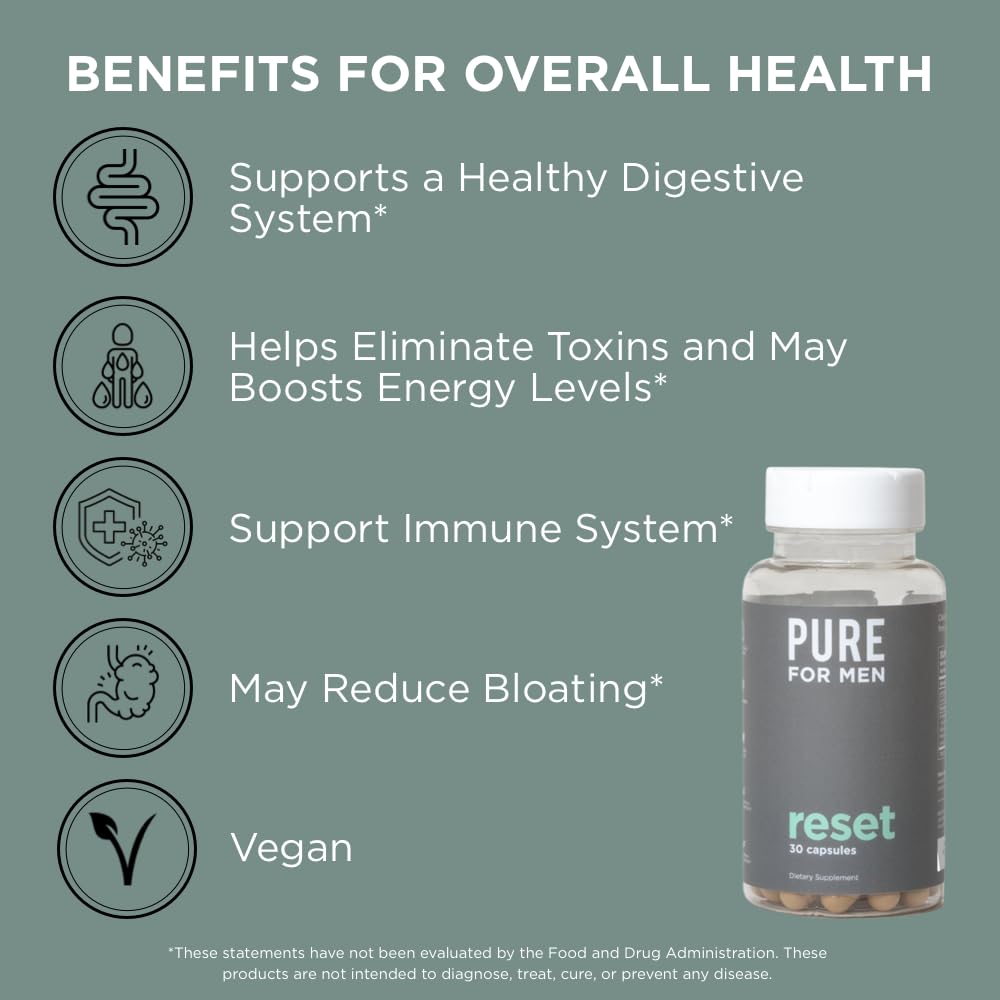 Pure for Men Detox Supplement, Reset | Promotes Digestive & Gut Health Pure for Men