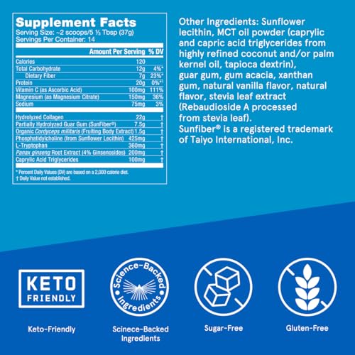 Bulletproof Vanilla Bean Energy Collagen Protein Powder, 18.3 Ounces, Caffeine-Free Fuel Bulletproof