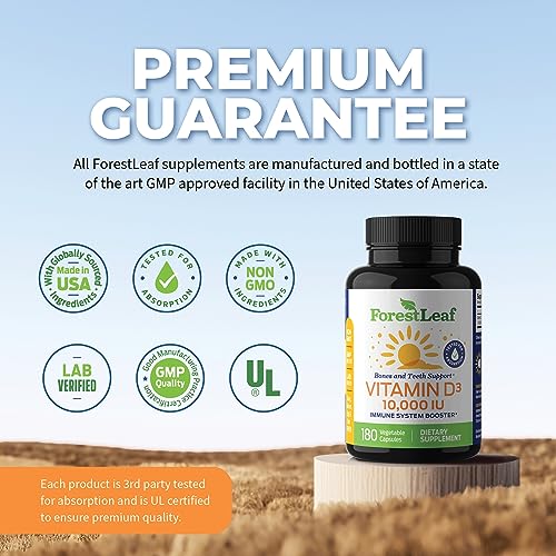 ForestLeaf - Vitamin D3 IU Weekly Supplement (Unflavored -10000-180 Count)