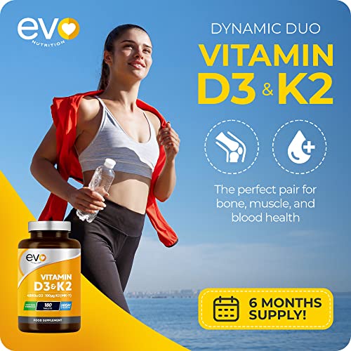 Vitamin D3 4000iu & Vitamin K2 100ug (MK7) |180 Vegetarian Tablets | 1-A-Day | 6 Month