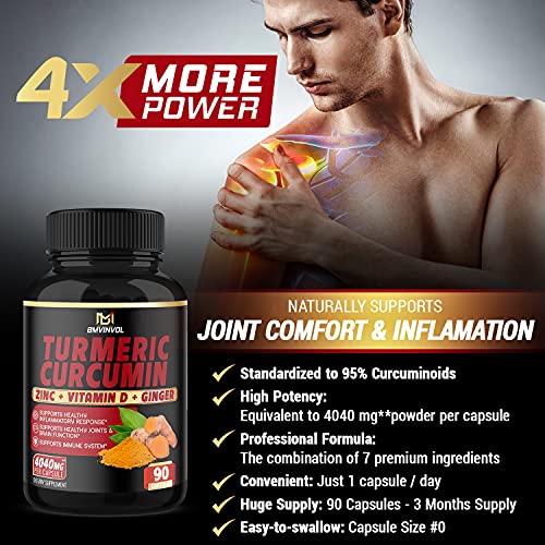 BMVINVOL Turmeric Curcumin Supplement 4040 mg - 95% Curcuminoids with Ginger BMVINVOL