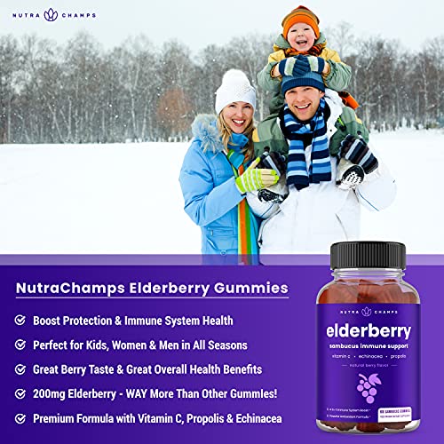 Elderberry Gummies | Sambucus Elderberry Gummies for Adults & Kids | Vitamin C