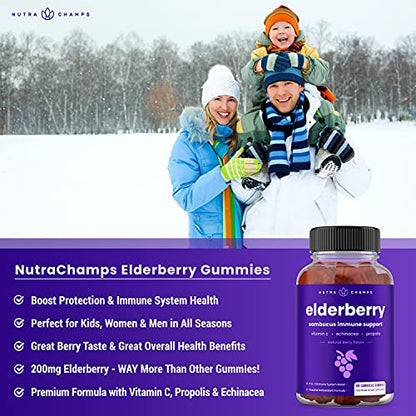 Elderberry Gummies | Sambucus Elderberry Gummies for Adults & Kids | Vitamin C