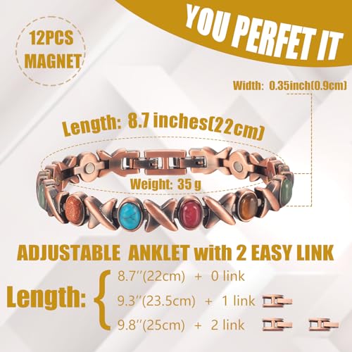 MagVIVACE Copper Anklet for Women for Arthritis and Joint, Magnetic Therapy Ankle Bracelet, Jewelry Gift MagVIVACE