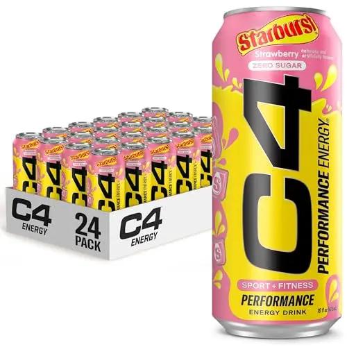 Cellucor C4 Energy Drink, STARBURST Strawberry, Carbonated Sugar Free Pre Workout