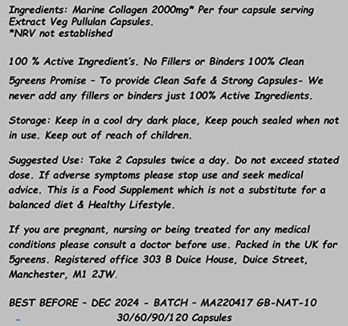Marine Collagen Supplement 2000mg - 180 Clean Capsules 100% Natural