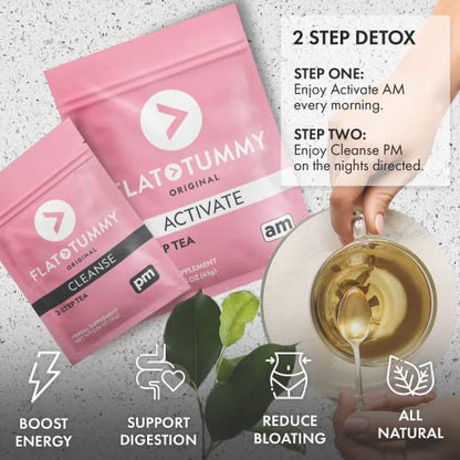 Flat Tummy Tea – 2-step, 4 Week Program – Detox Tea to Boost Energy & Reduce Bloating