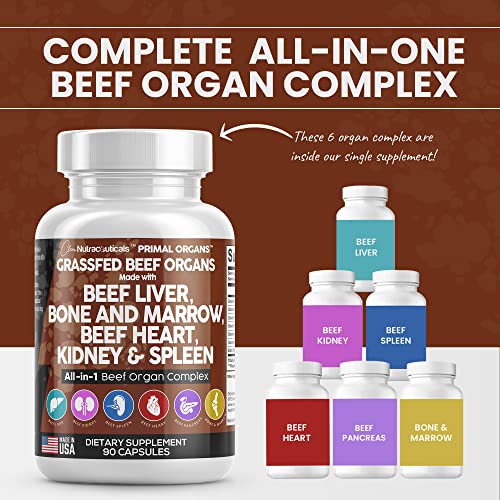 Grass Fed Beef Liver Capsules 3000mg - Premium Quality Beef Organs