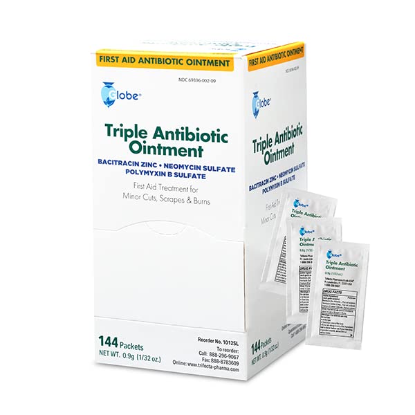Globe (144 Packets) Triple Antibiotic Ointment 0.9g, Single Packet, First Aid Ointment 