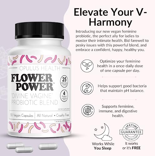 Flower Power 'Divine Vagine' Blend - 30 ct for Balance Urinary Tract Infection, V Health Support for Women Flower Power