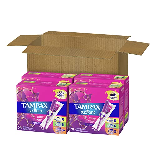 Tampax Radiant Tampons Multipack, Regular/Super/Super Plus Absorbency, With Leakguard Braid Tampax