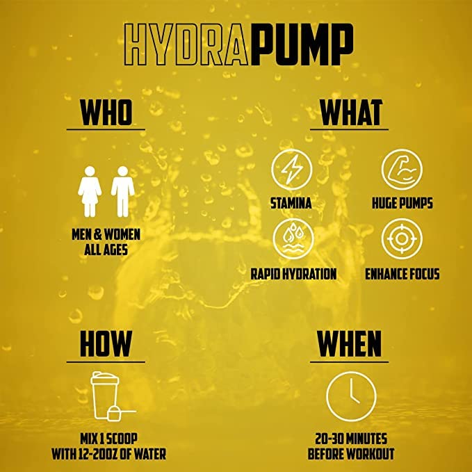 HydraPump | #1 New Stim Free Pre Workout Powder w/ Nitric Oxide Booster, Electrolytes