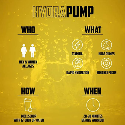 HydraPump | #1 New Stim Free Pre Workout Powder w/ Nitric Oxide Booster, Electrolytes