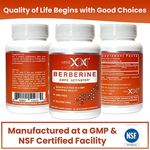 GENEX Berberine HCl 500mg (90 Capsules) | Powerful AMPK Activator, Supports Heart Genex Formulas
