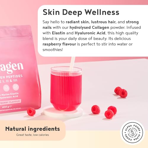 Collagen Powder with Hyaluronic Acid 400g - Premium Bovine Collagen Type I, II, III Alpha Foods
