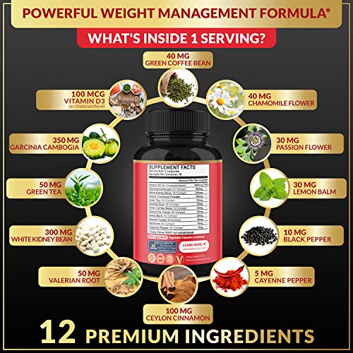 BMVINVOL Night Time Fat Burner, 12-in-1 Powerful Blend of Green Tea, Ceylon Cinnamon BMVINVOL