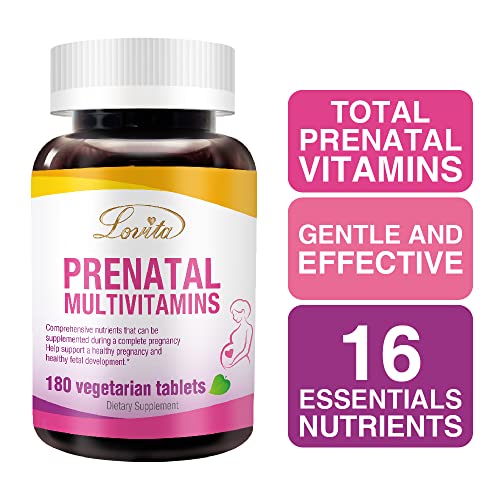 Lovita Prenatal Vitamins with Iron 27 mg, Folic Acid 800mcg & Calcium, Vegan Prenatal Vitamins Lovita